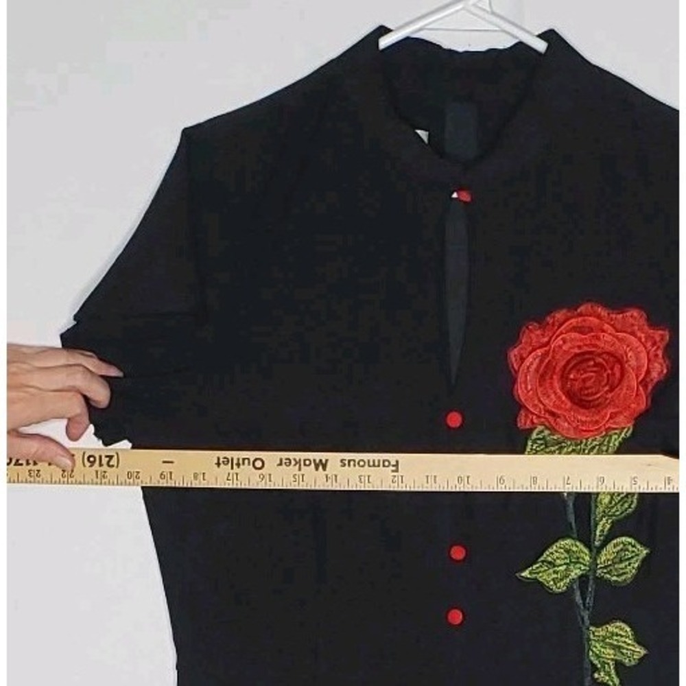Unique Vintage Dress XL 14 Rockabilly Pinup Retro Rose Embroidered Whimsygoth - Picture 8 of 14